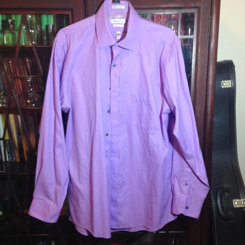 Van Heusen Purple Pin Cord Dress Shirt16 34/35